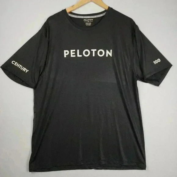 Peloton Century 100 Men's Shirt 2XL Black Short Sleeve Poly/Spandex Spin Workout - Picture 1 of 8